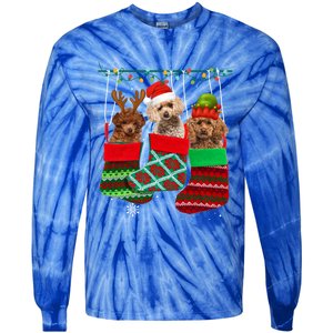 Dog Poodle Christmas Socks Funny Xmas Pajama Pet Puppy Gift Tie-Dye Long Sleeve Shirt