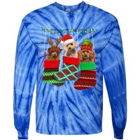 Dog Poodle Christmas Socks Funny Xmas Pajama Pet Puppy Gift Tie-Dye Long Sleeve Shirt