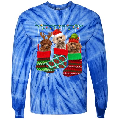 Dog Poodle Christmas Socks Funny Xmas Pajama Pet Puppy Gift Tie-Dye Long Sleeve Shirt