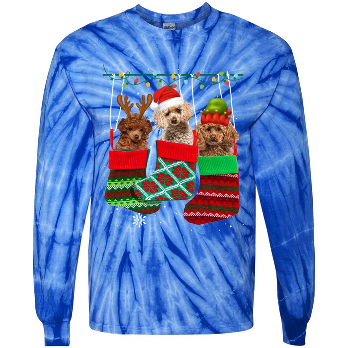 Dog Poodle Christmas Socks Funny Xmas Pajama Pet Puppy Gift Tie-Dye Long Sleeve Shirt