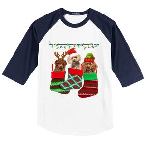 Dog Poodle Christmas Socks Funny Xmas Pajama Pet Puppy Gift Baseball Sleeve Shirt