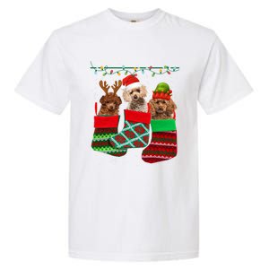 Dog Poodle Christmas Socks Funny Xmas Pajama Pet Puppy Gift Garment-Dyed Heavyweight T-Shirt