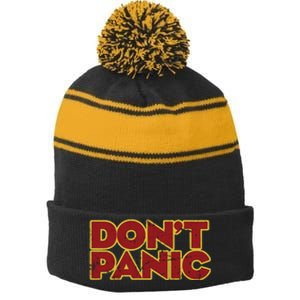 Don&39;T Panic Stripe Pom Pom Beanie