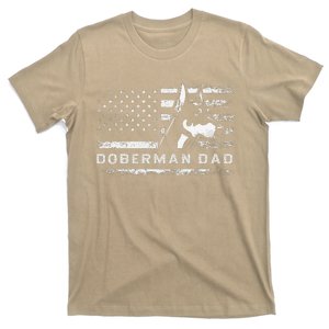 Doberman Pinscher Dog Dad American Flag Dobie Dad T-Shirt