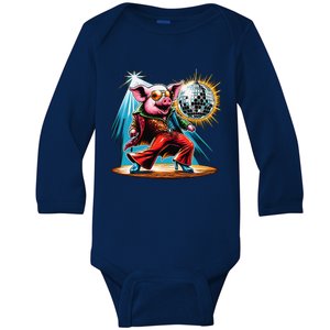 Dancer Pig Dancing Disco Baby Long Sleeve Bodysuit