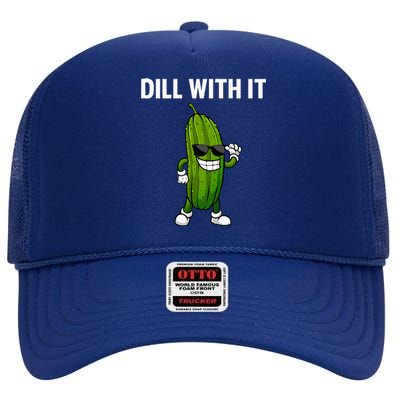 Dill Pickle Design For Cucumber Pickle Lover High Crown Mesh Back Trucker Hat