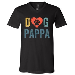 Dog Pappa Dog Parent Happy FatherS Day Dog Lover Dog Pappa Loving Pappa V-Neck T-Shirt