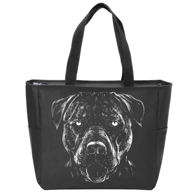 Detailed Pitbull Dog Zip Tote Bag