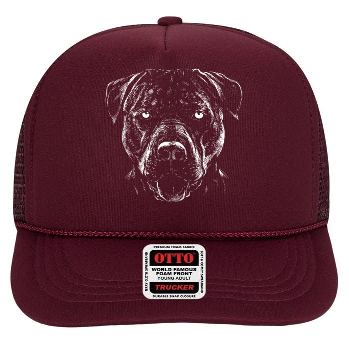 Detailed Pitbull Dog High Crown Mesh Back Trucker Hat