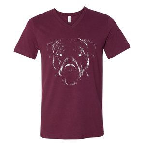 Detailed Pitbull Dog V-Neck T-Shirt