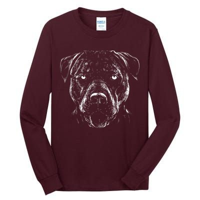 Detailed Pitbull Dog Tall Long Sleeve T-Shirt