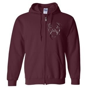 Detailed Pitbull Dog Full Zip Hoodie