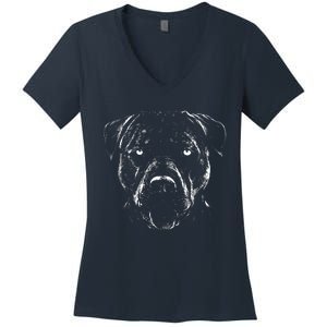 Detailed Pitbull Dog Women's V-Neck T-Shirt