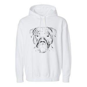 Detailed Pitbull Dog Garment-Dyed Fleece Hoodie