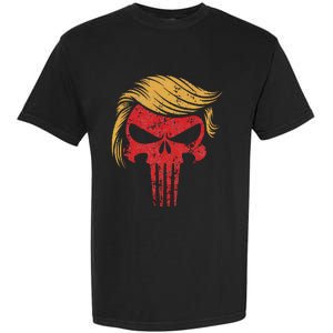 Distressed President Donald Trump Iconic Hair Red Wave Skull Garment-Dyed Heavyweight T-Shirt