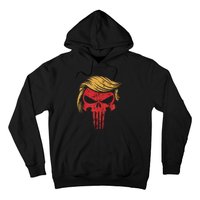 Distressed President Donald Trump Iconic Hair Red Wave Skull Hoodie