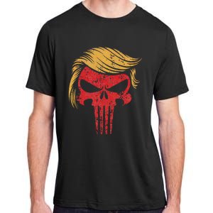 Distressed President Donald Trump Iconic Hair Red Wave Skull Adult ChromaSoft Performance T-Shirt