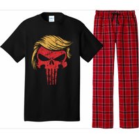 Distressed President Donald Trump Iconic Hair Red Wave Skull Pajama Set