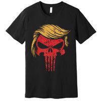 Distressed President Donald Trump Iconic Hair Red Wave Skull Premium T-Shirt