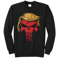 Distressed President Donald Trump Iconic Hair Red Wave Skull Tall Sweatshirt