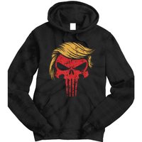 Distressed President Donald Trump Iconic Hair Red Wave Skull Tie Dye Hoodie