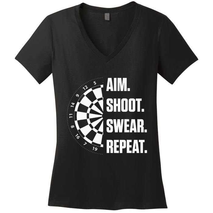 Darts Problems Dartboard Fun Hobby Dart Player Women's V-Neck T-Shirt