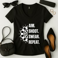 Darts Problems Dartboard Fun Hobby Dart Player Women's V-Neck T-Shirt