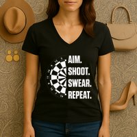Darts Problems Dartboard Fun Hobby Dart Player Women's V-Neck T-Shirt