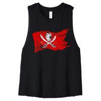 Dread Pirate Donald Trump Pirate 2024 Presidential Flag Women's Racerback Cropped Tank