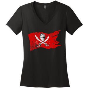 Dread Pirate Donald Trump Pirate 2024 Presidential Flag Women's V-Neck T-Shirt