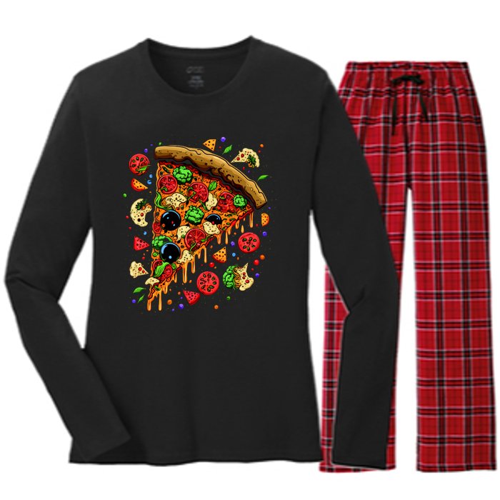 Delicious Pizza Women's Long Sleeve Flannel Pajama Set 