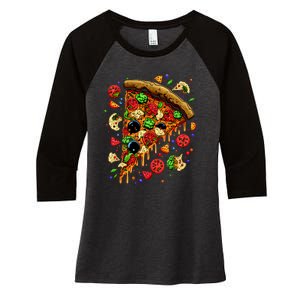 Delicious Pizza Women's Tri-Blend 3/4-Sleeve Raglan Shirt