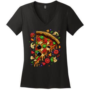 Delicious Pizza Women's V-Neck T-Shirt