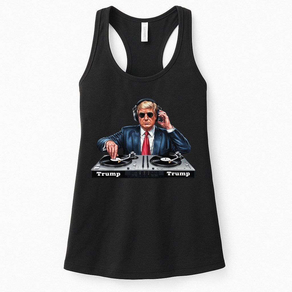 Dj President Donald Trump Funny Music Mixer Turntable Joke Womens Tank Top