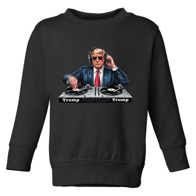 Dj President Donald Trump Funny Music Mixer Turntable Joke Toddler Sweatshirt