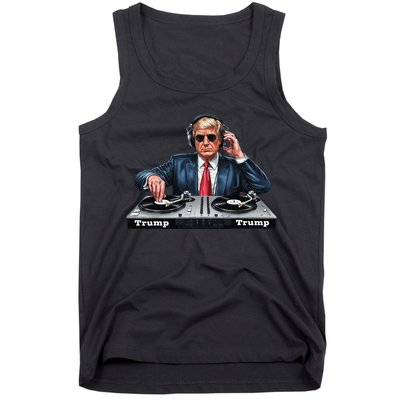 Dj President Donald Trump Funny Music Mixer Turntable Joke Tank Top