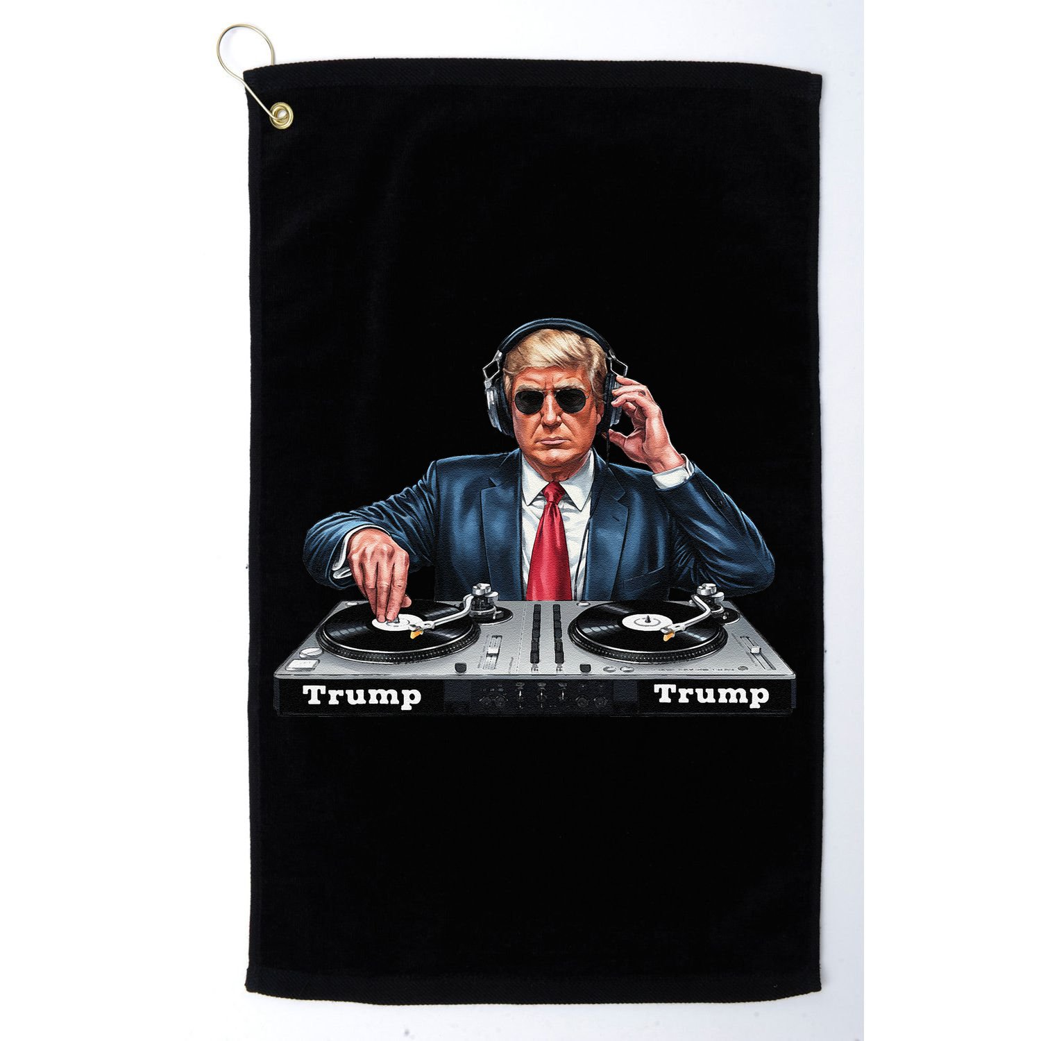 Dj President Donald Trump Funny Music Mixer Turntable Joke Golf Towel