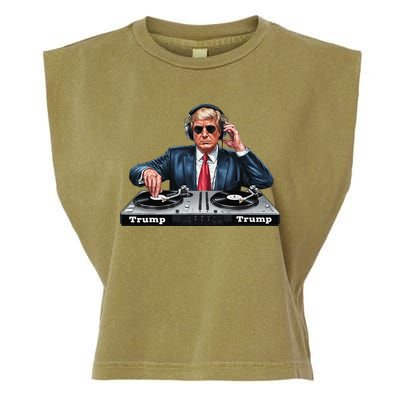 Dj President Donald Trump Funny Music Mixer Turntable Joke Garment-Dyed Women's Muscle Tee