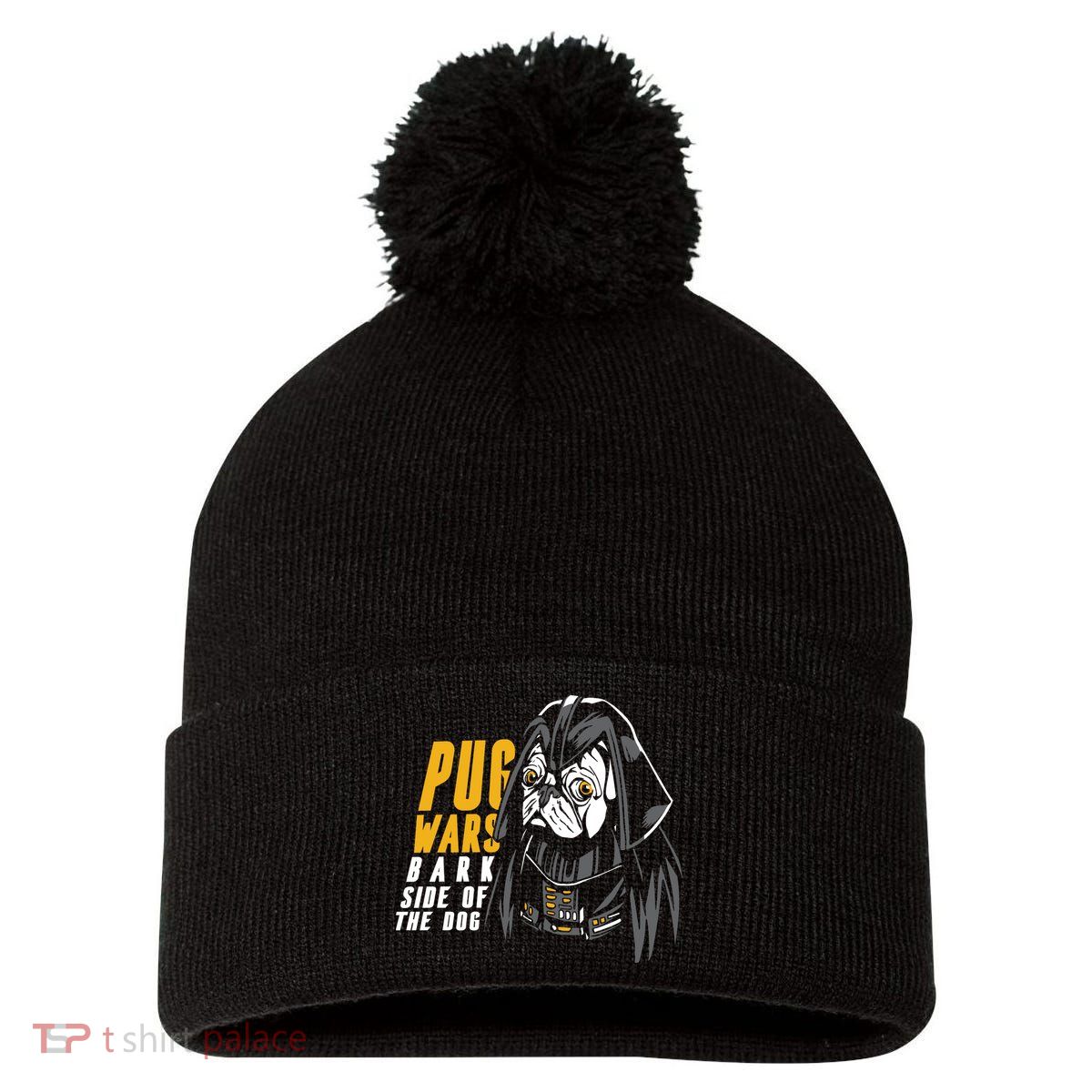 Darth Pug Pom Pom 12in Knit Beanie