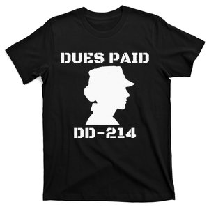 Dues Paid DD214 Female Veterans Day Women Ex Army Soldier T-Shirt