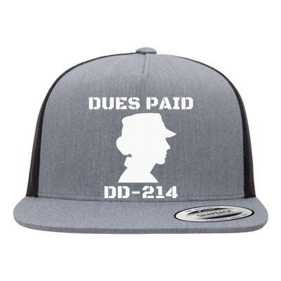 Dues Paid DD214 Female Veterans Day Women Ex Army Soldier Flat Bill Trucker Hat