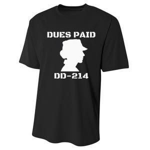 Dues Paid DD214 Female Veterans Day Women Ex Army Soldier Performance Sprint T-Shirt