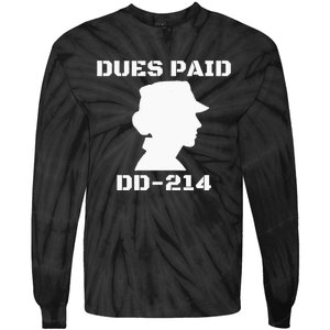 Dues Paid DD214 Female Veterans Day Women Ex Army Soldier Tie-Dye Long Sleeve Shirt