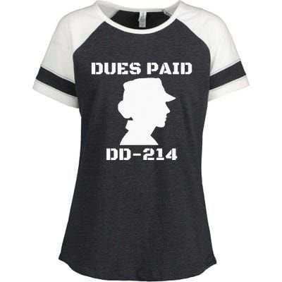 Dues Paid DD214 Female Veterans Day Women Ex Army Soldier Enza Ladies Jersey Colorblock Tee