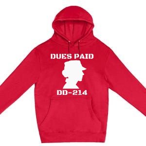 Dues Paid DD214 Female Veterans Day Women Ex Army Soldier Premium Pullover Hoodie