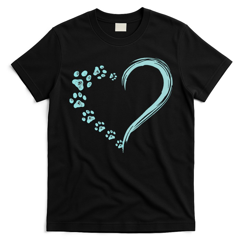 Dog Puppy Dogs Paw Print Heart Dog Mom Cute Gift T-Shirt