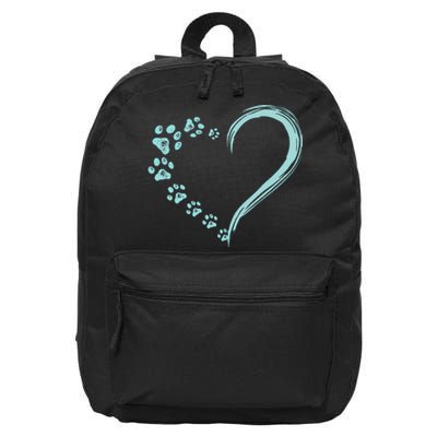 Dog Puppy Dogs Paw Print Heart Dog Mom Cute Gift 16 in Basic Backpack