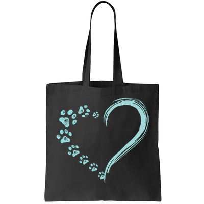 Dog Puppy Dogs Paw Print Heart Dog Mom Cute Gift Tote Bag