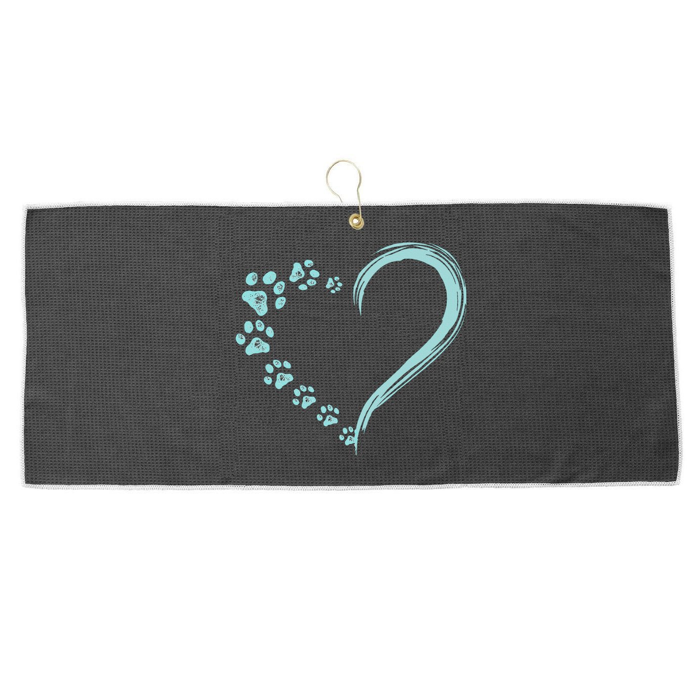 Dog Puppy Dogs Paw Print Heart Dog Mom Cute Gift Large Microfiber Waffle Golf Towel
