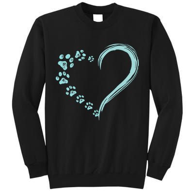 Dog Puppy Dogs Paw Print Heart Dog Mom Cute Gift Tall Sweatshirt